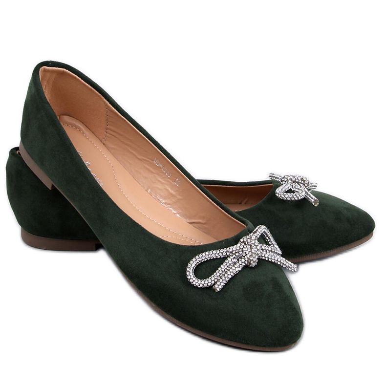 Ballerine con punta a mandorla verde stecca