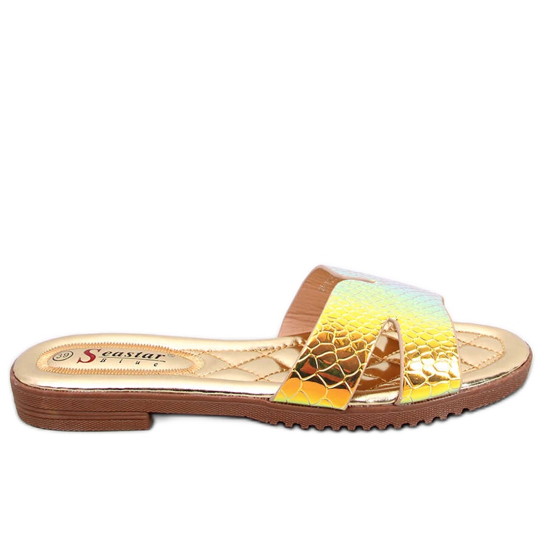 BM Pantofole opalescenti Duey Gold da donna d'oro