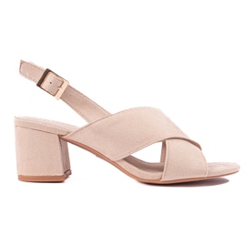 Sandali con tacco alto in camoscio beige di Shelovet