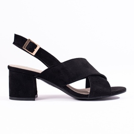 Sandali con tacco in camoscio nero di Shelovet