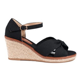 Sandali espadrillas neri Shelovet con zeppa nero
