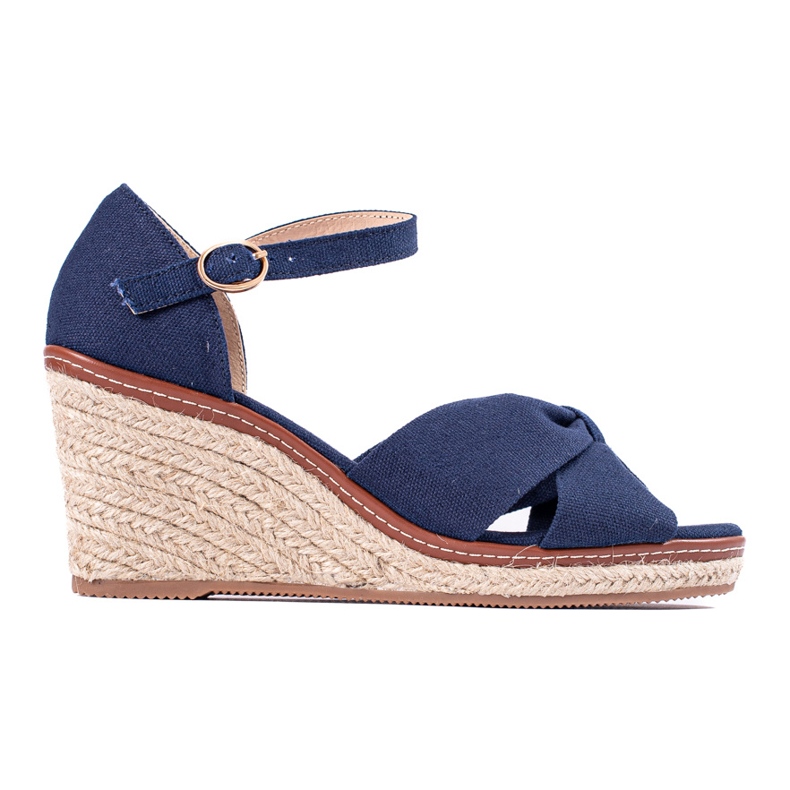 Sandali espadrillas con zeppa blu navy di Shelovet