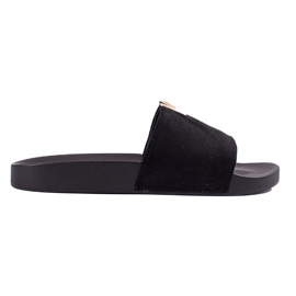 Pantofole Shelovet da donna classiche in camoscio nero