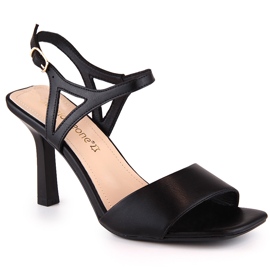 Sandali neri da donna con tacco alto Sergio Leone SK902 nero