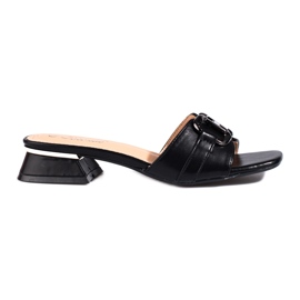 Eleganti sandali neri da donna con fibbia Shelovet nero