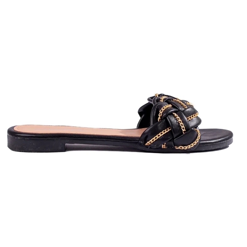 Eleganti sandali neri con catena di Shelovet nero
