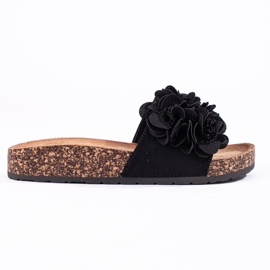 Pantofole Shelovet in sughero nero con fiori