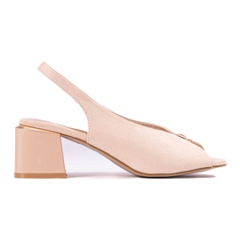 Sandali in camoscio da donna eleganti beige sul palo Shelovet