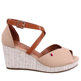 Sandali con zeppa open toe Berna Khaki beige