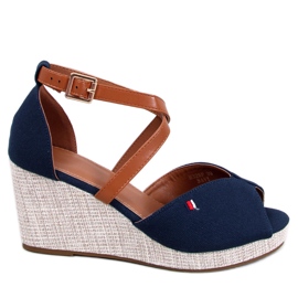 Sandali con zeppa open toe di Berna Navy blu