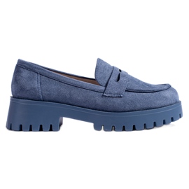 Mocassini Shelovet da donna in camoscio blu navy