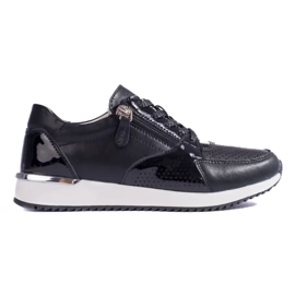 Shelvt scarpe sportive da donna in pelle, nere nero