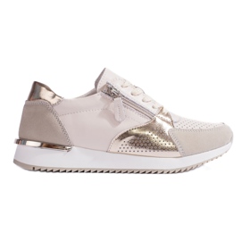 Shelvt scarpe sportive da donna in pelle, colore beige