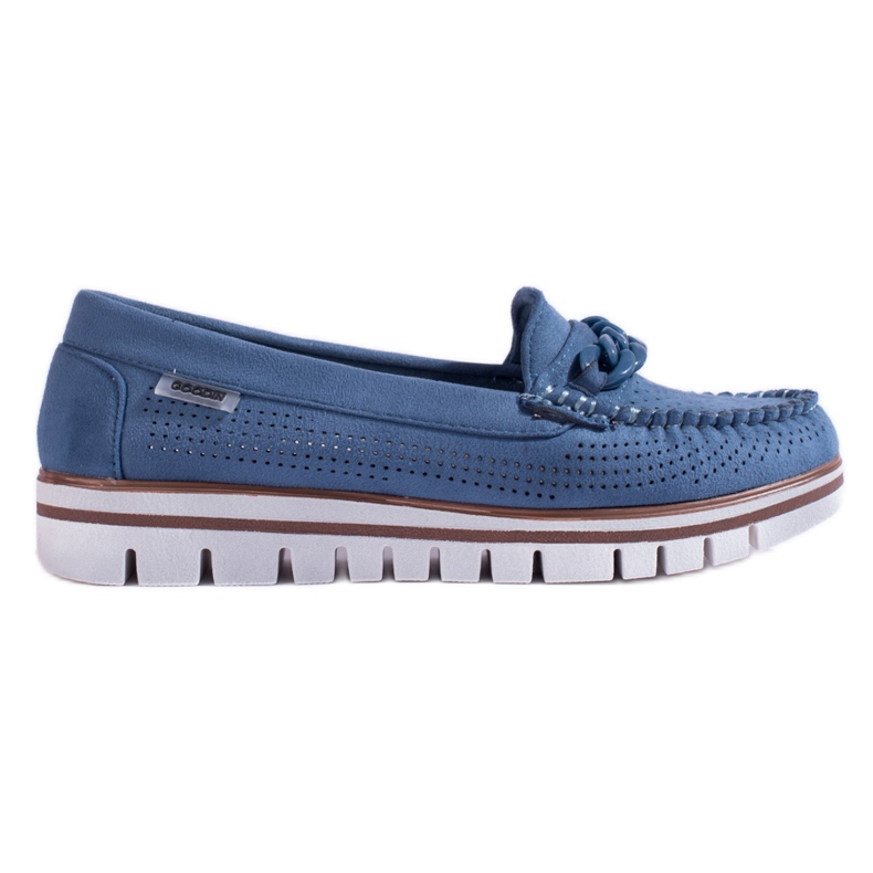 Mocassini da donna in camoscio traforato blu navy Shelovet