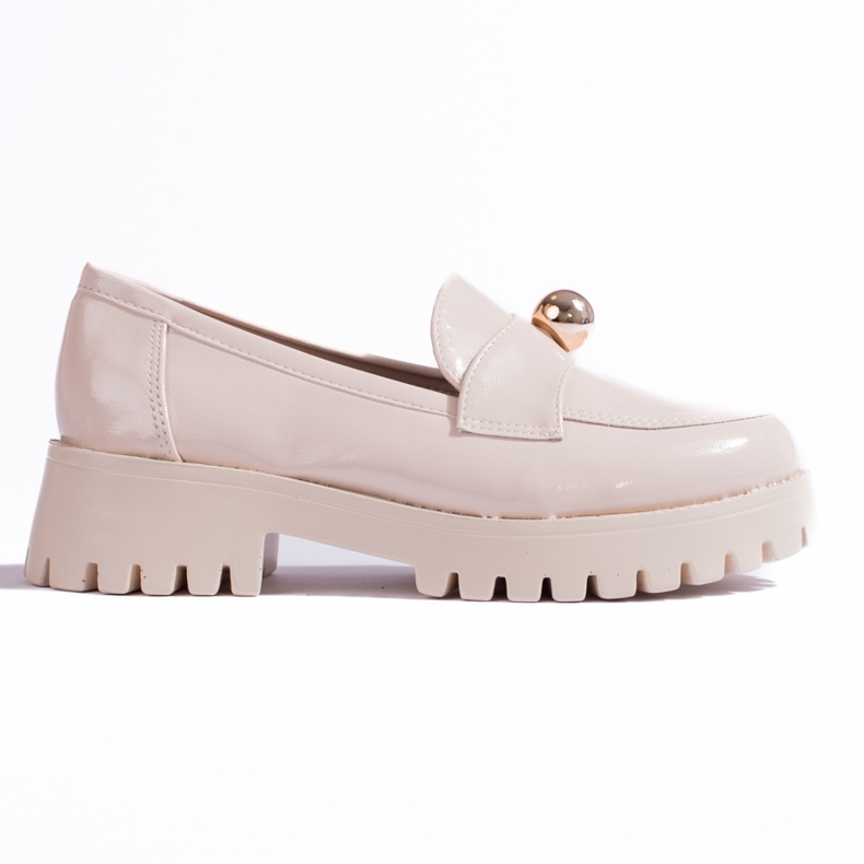 Mocassini laccati con decoro oro Shelovet beige