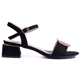 Sandali da donna shelovet in camoscio nero con tacco basso