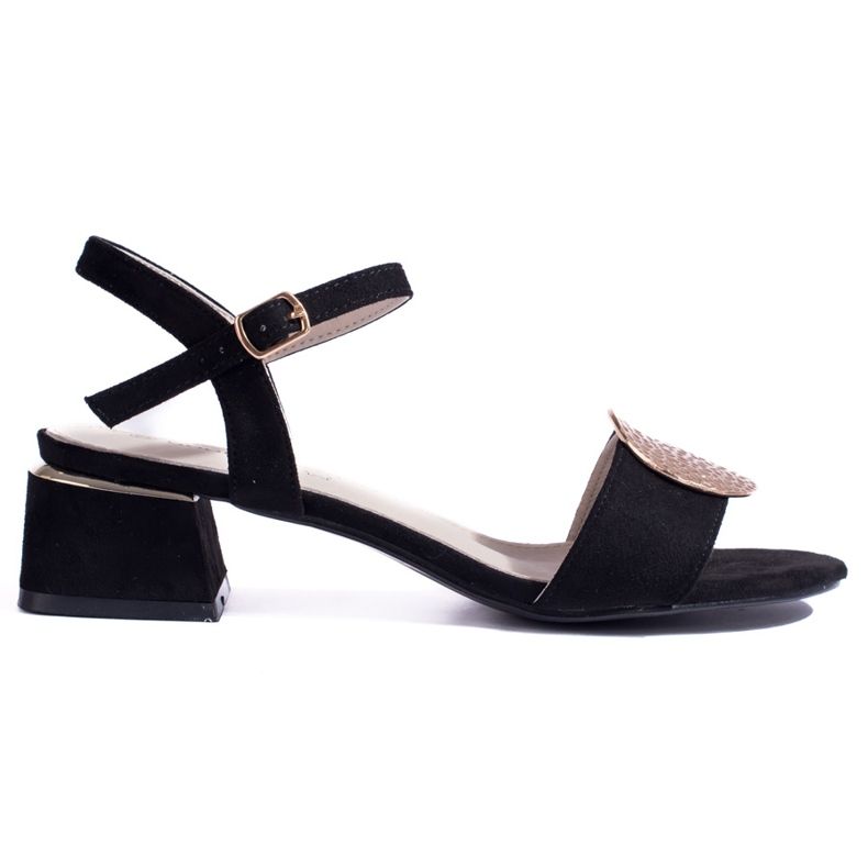 Sandali da donna shelovet in camoscio nero con tacco basso