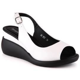 Sandali da donna su Wedge Sergio Leone SK853 White bianco