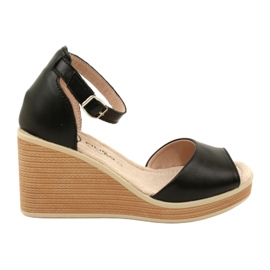 Filippo DS4507 BK Sandali con zeppa in pelle Neri nero