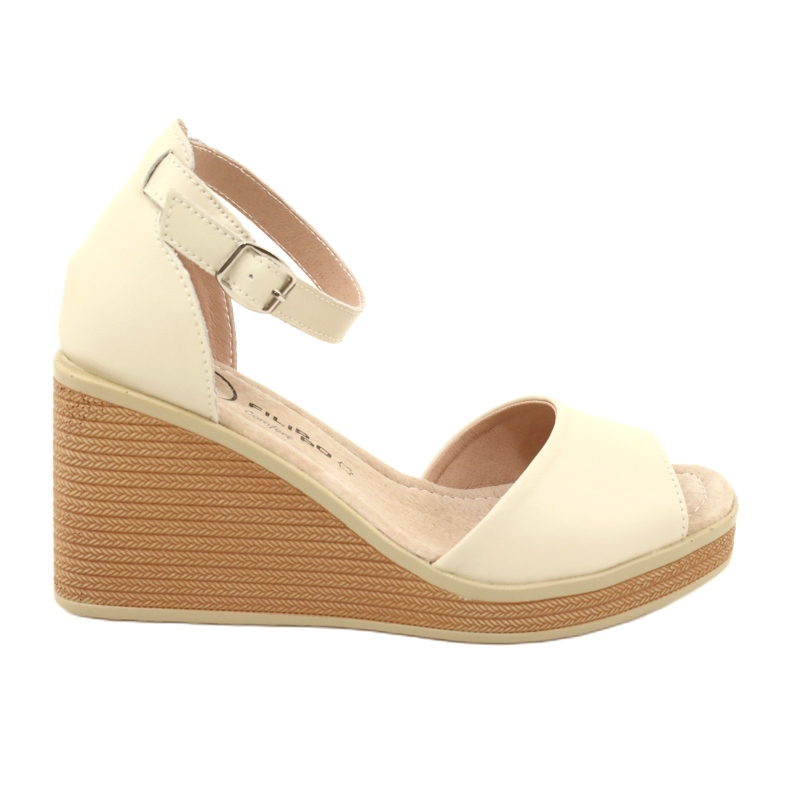 Filippo DS4507 BE Sandali con zeppa in pelle, Beige