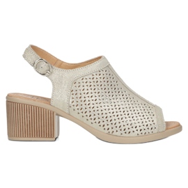 Sandali Filippo in pelle traforata beige/oro DS4475 d'oro