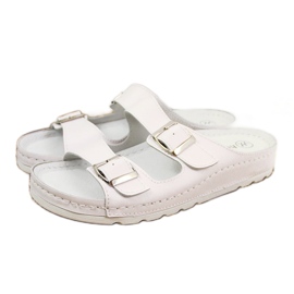Ciabatte sanitarie da donna in pelle bianca Helios 288 bianco