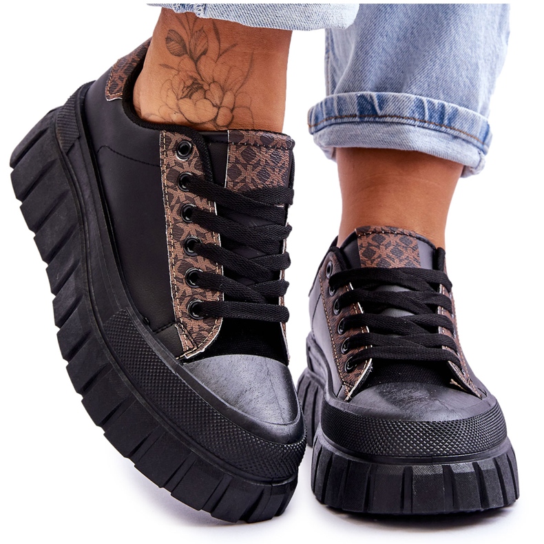 PG1 Sneakers da donna in pelle con plateau nere Alison nero