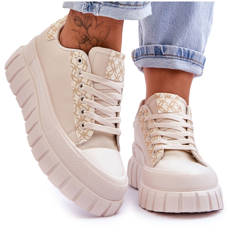 PG1 Sneakers da donna in pelle con plateau Beige Alison