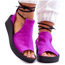 Sandali con Zeppa in Pelle Scamosciata Nicole 2743/067 Fucsia rosa