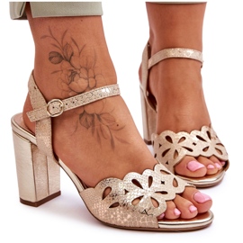 Sandali Traforati Sergio Leone SK872 Beige-Oro d'oro