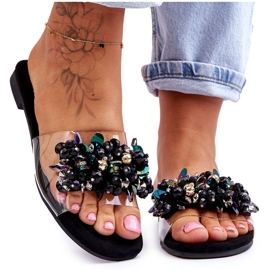 Pantofole Donna Con Pietre Decorative S.Barski KV-576-3 Nere nero