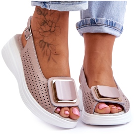 Sandali in Pelle Traforata S.Barski BN291 Rosa