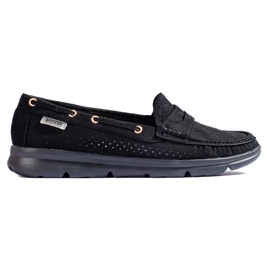 Mocassini Shelovet in camoscio nero da donna
