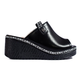 Pantofole con zeppa Shelovet nere da donna nero