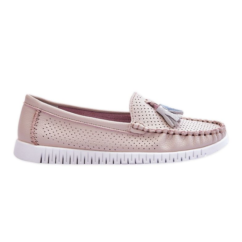 Mocassini Donna In Pelle Traforata Rosa Chiaro Lanzarot