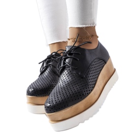 Scarpe con zeppa traforate nere di Laurent nero