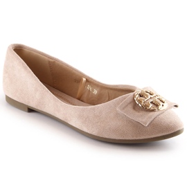 Ballerine da donna in camoscio beige con tacco basso Potocki BB23004