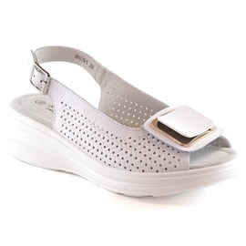 Sandali con zeppa comodi in pelle da donna bianchi S.Barski BN291 bianco