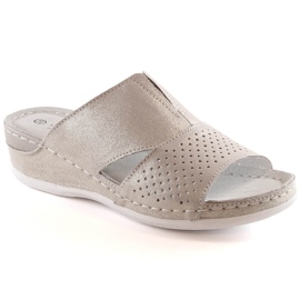 Ciabatte da donna comode in pelle con elastico oro S.Barski BN290 d'oro