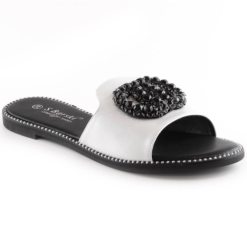 Ciabatte basse da donna comode con zirconi argento S.Barski Kv 520-30 d'argento