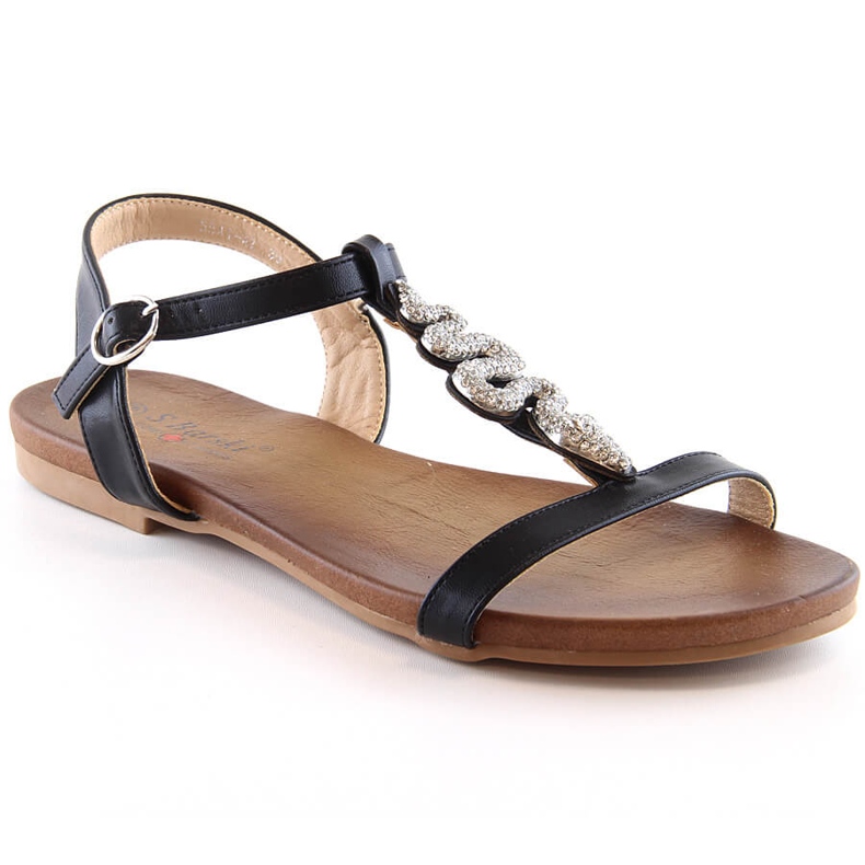 Sandali bassi comodi da donna con serpente nero S.Barski Kv 5541-42
