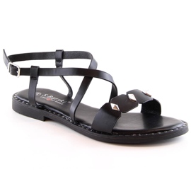 Sandali bassi da donna comodi neri con getti S.Barski Yxd 072-1 nero