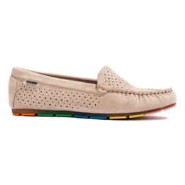 Mocassini senza lacci in camoscio beige di Shelovet