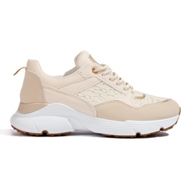 Sneakers da donna su una spessa suola beige Shelovet