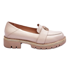 FILIPCZYK Mocassini Eleganti in Pelle Beige Chiaro con Decorazione