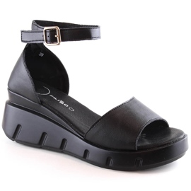 Sandali da donna in pelle nera Filippo DS4455 nero