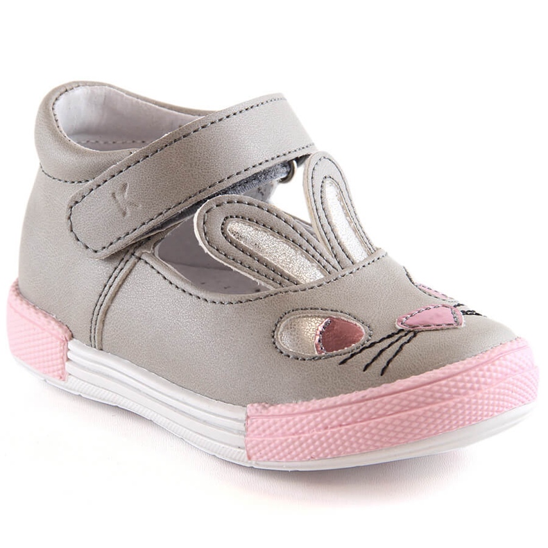 Ballerine da bambina Kornecki 6480 grigie con velcro grigio