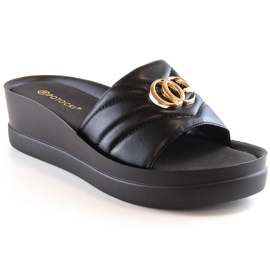Pantofole con zeppa nere da donna Potocki YQ21001 nero