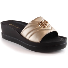 Pantofole con zeppa dorate da donna Potocki YQ21001 d'oro