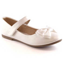 Ballerine da Prima Comunione da bambina con fiocco in velcro bianche Potocki BB23009 bianco
